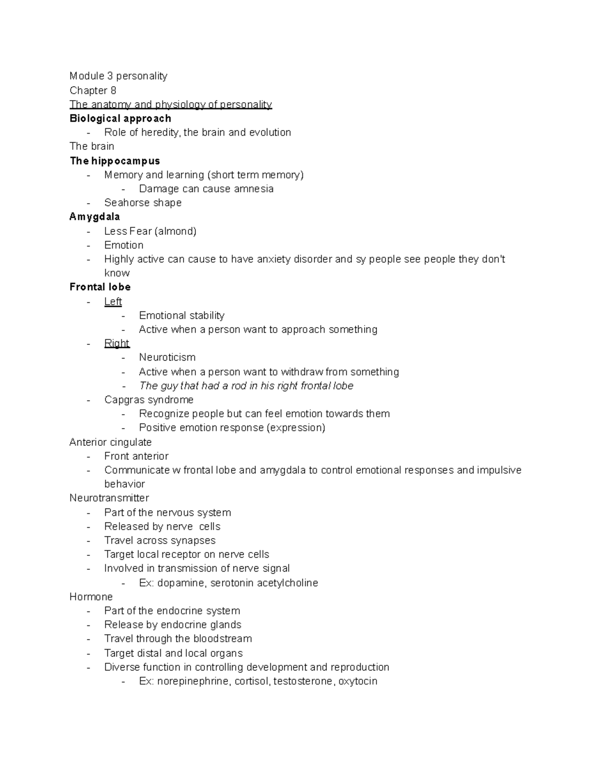 Module 3 personality- review test - PSY 327 - UAlbany - Studocu