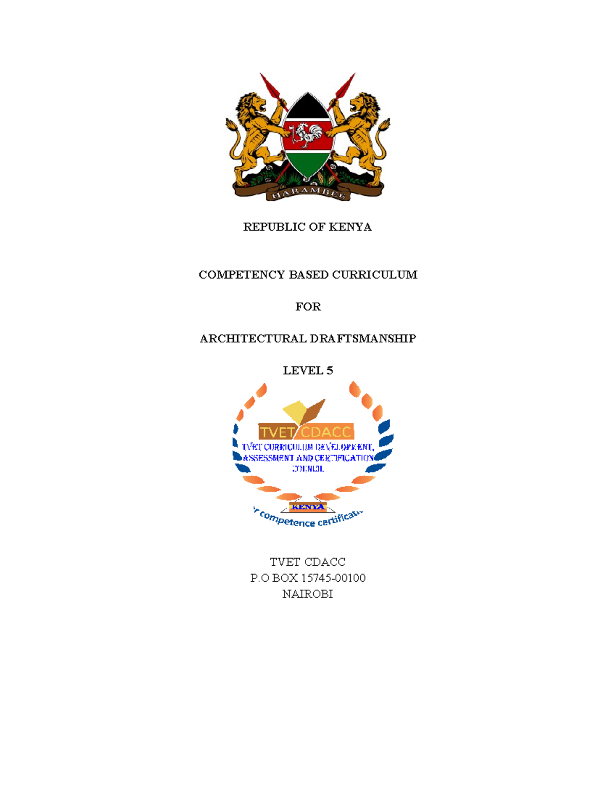 Curriculum Architectural draftsmanship level 5 - REPUBLIC OF KENYA ...