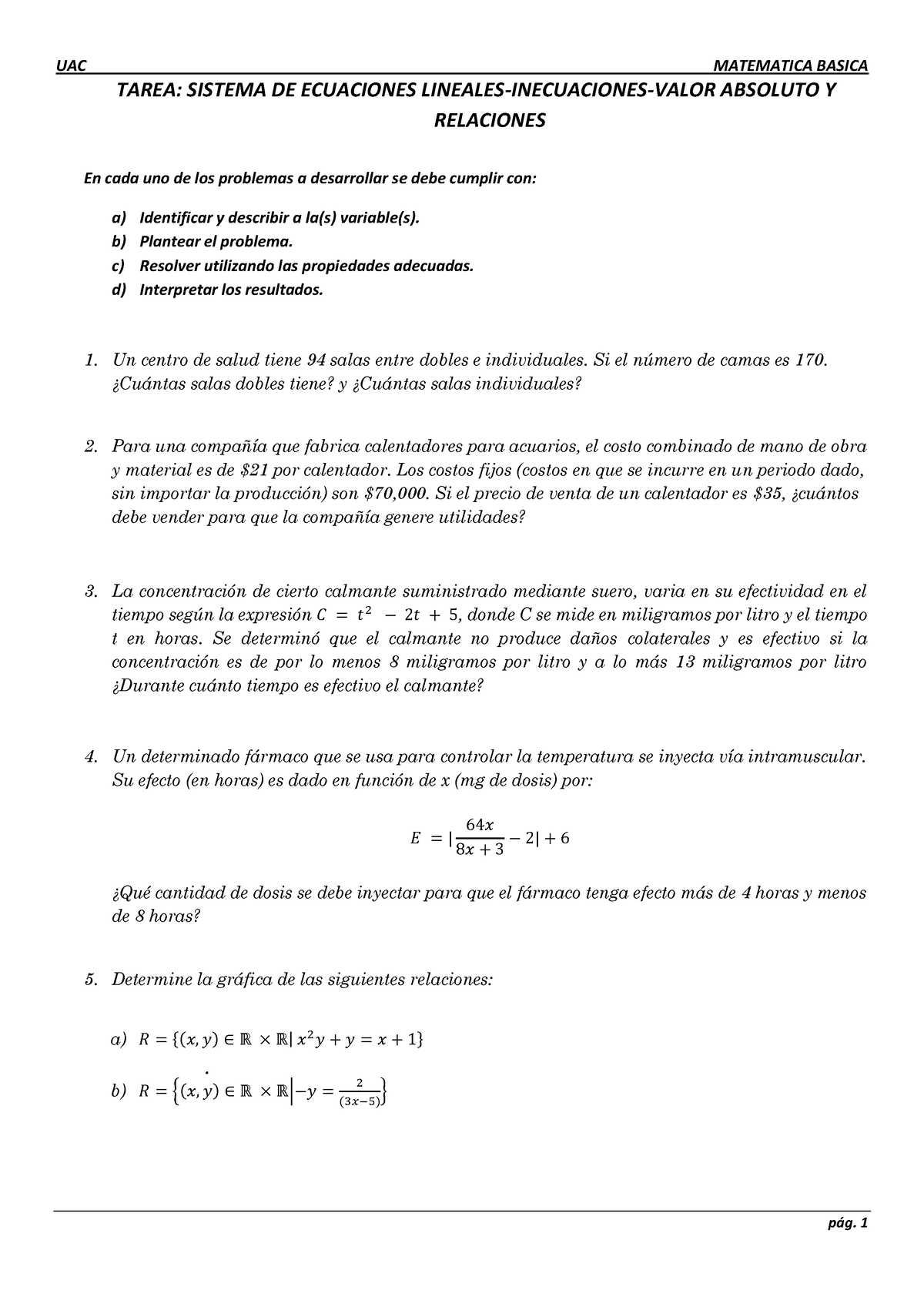 Tarea- Unidad 2 - Matematica Basica - UAC MATEMATICA BASICA P·g. 1 ...