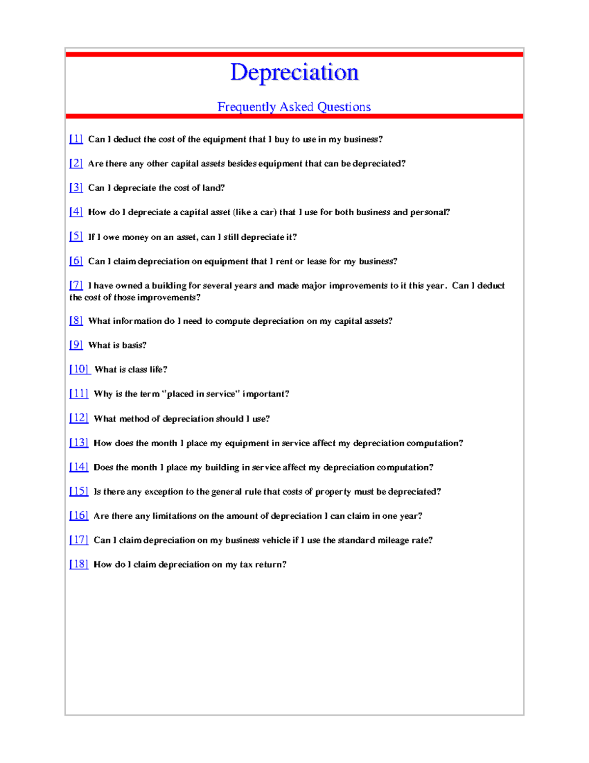 Depreciation faqs v2 DDeepprreecciiaattiioonn Frequently Asked