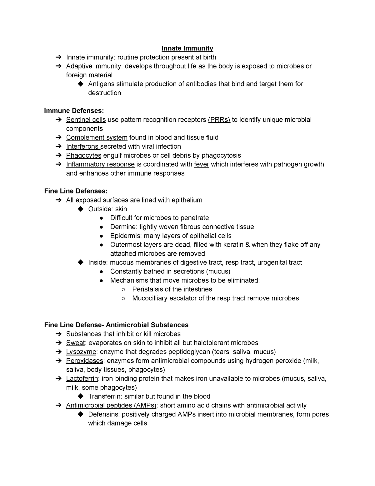 Microbiology Quiz 3 Study Guide - Innate Immunity Innate immunity ...