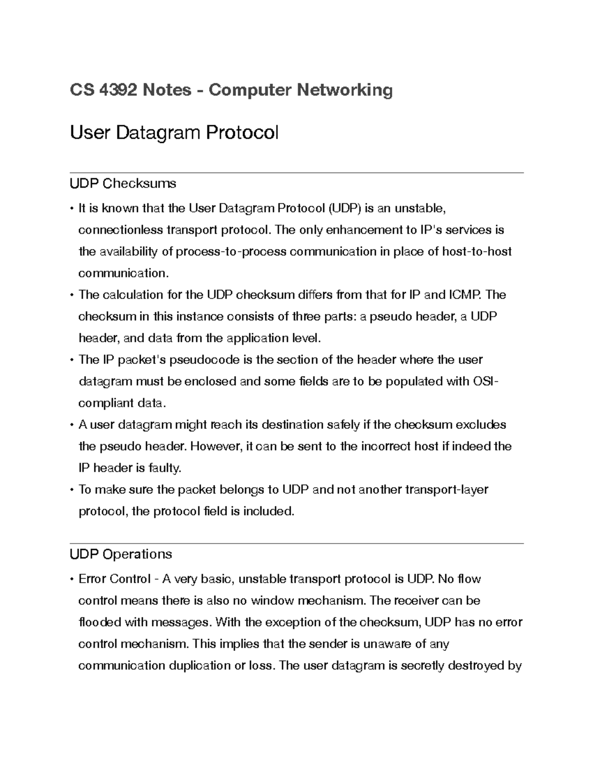CS 4392 Computer Networking Notes 5 - CS 4392 Notes - Computer ...