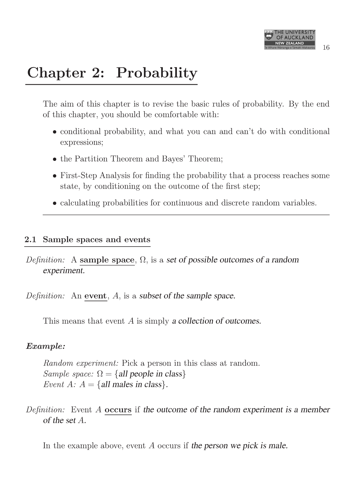 Ch2 - Free - Chapter 2: Probability The Aim Of This Chapter Is To ...