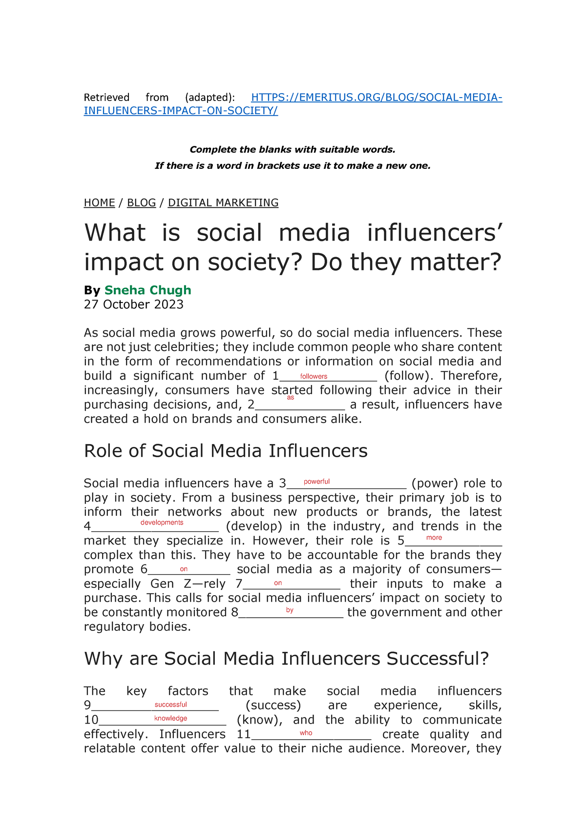 social media influencers impact on society essay