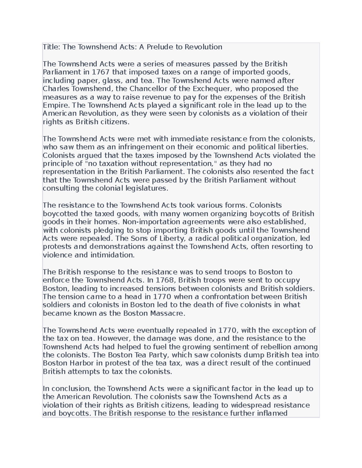 Did The Townshend Acts Fuel The American Revolution? Find Out Now! - a3zea4b