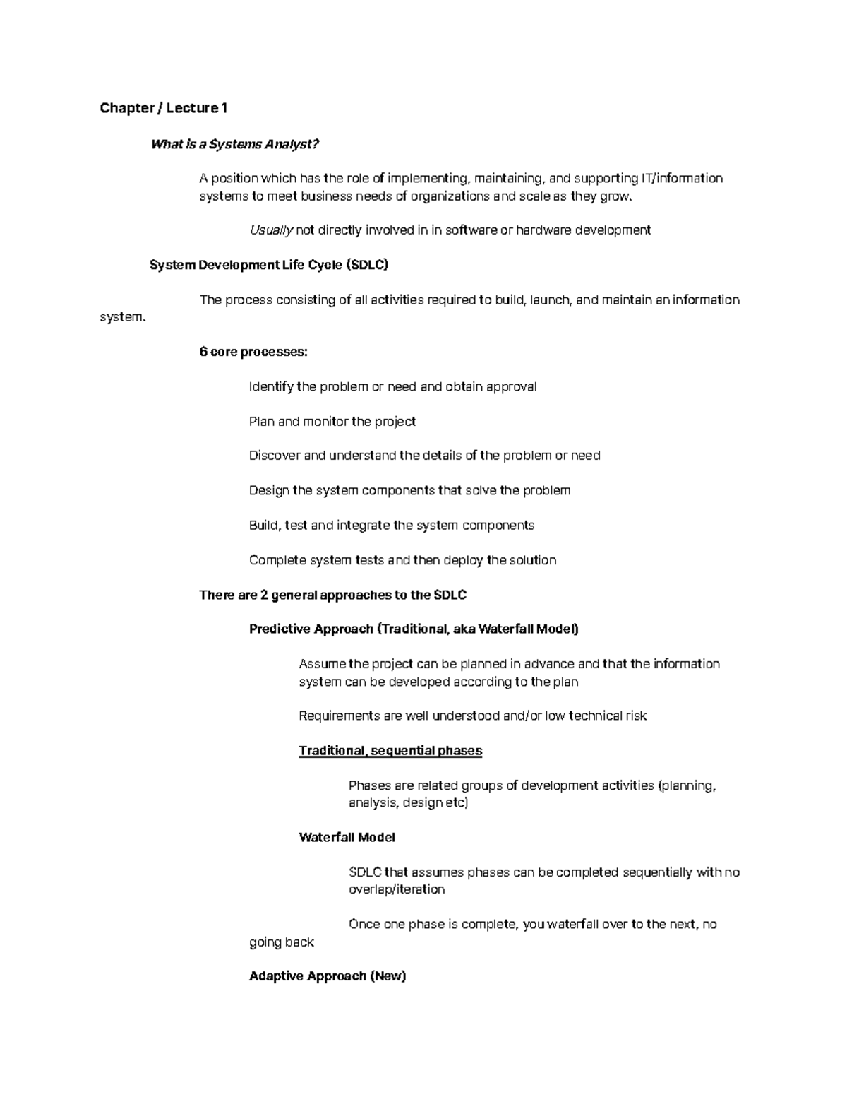 ITM 305 - Chapter / Lecture 1 What is a Systems Analyst? A position ...