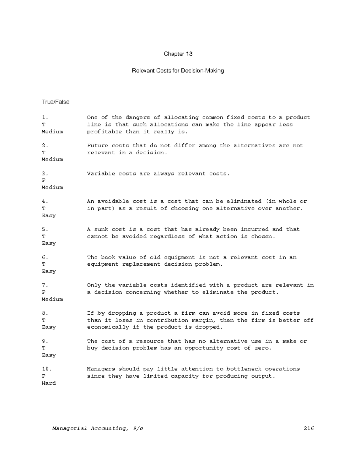 Pdf-test-bank-chapter 13-relevant-costing Compress - Chapter 13 ...