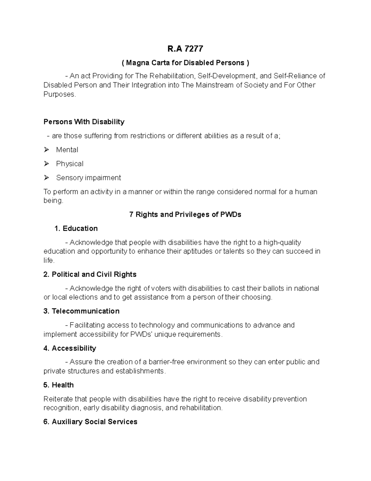 professional education - R 7277 ( Magna Carta for Disabled Persons ) An ...