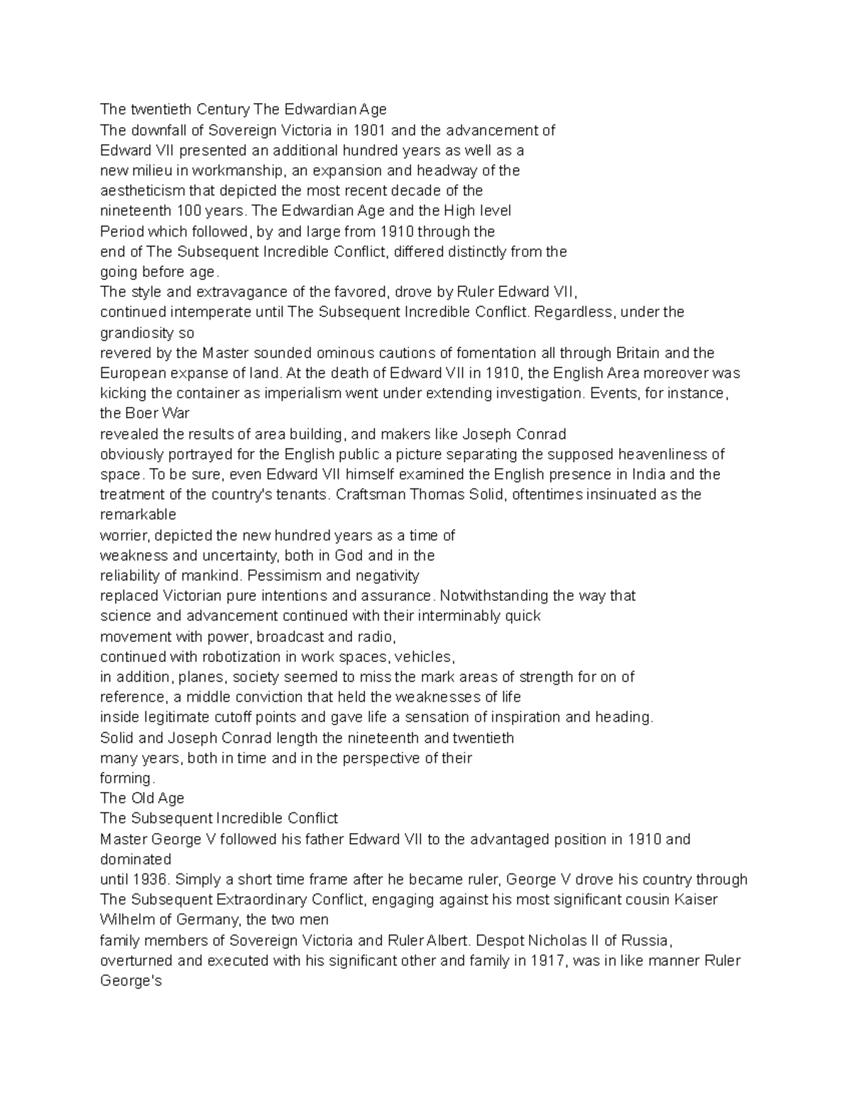 Modern British Literature Chpt 8 notes The twentieth Century The