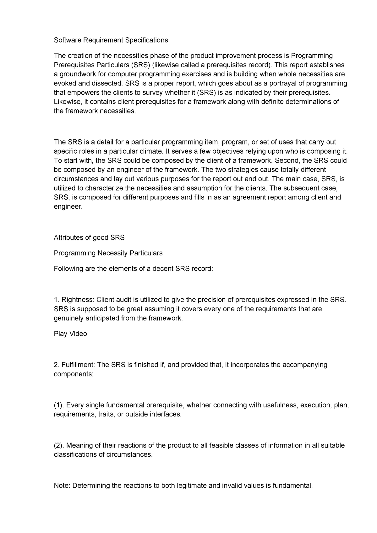 SRS and properties of SRS - Software Requirement Specifications The ...