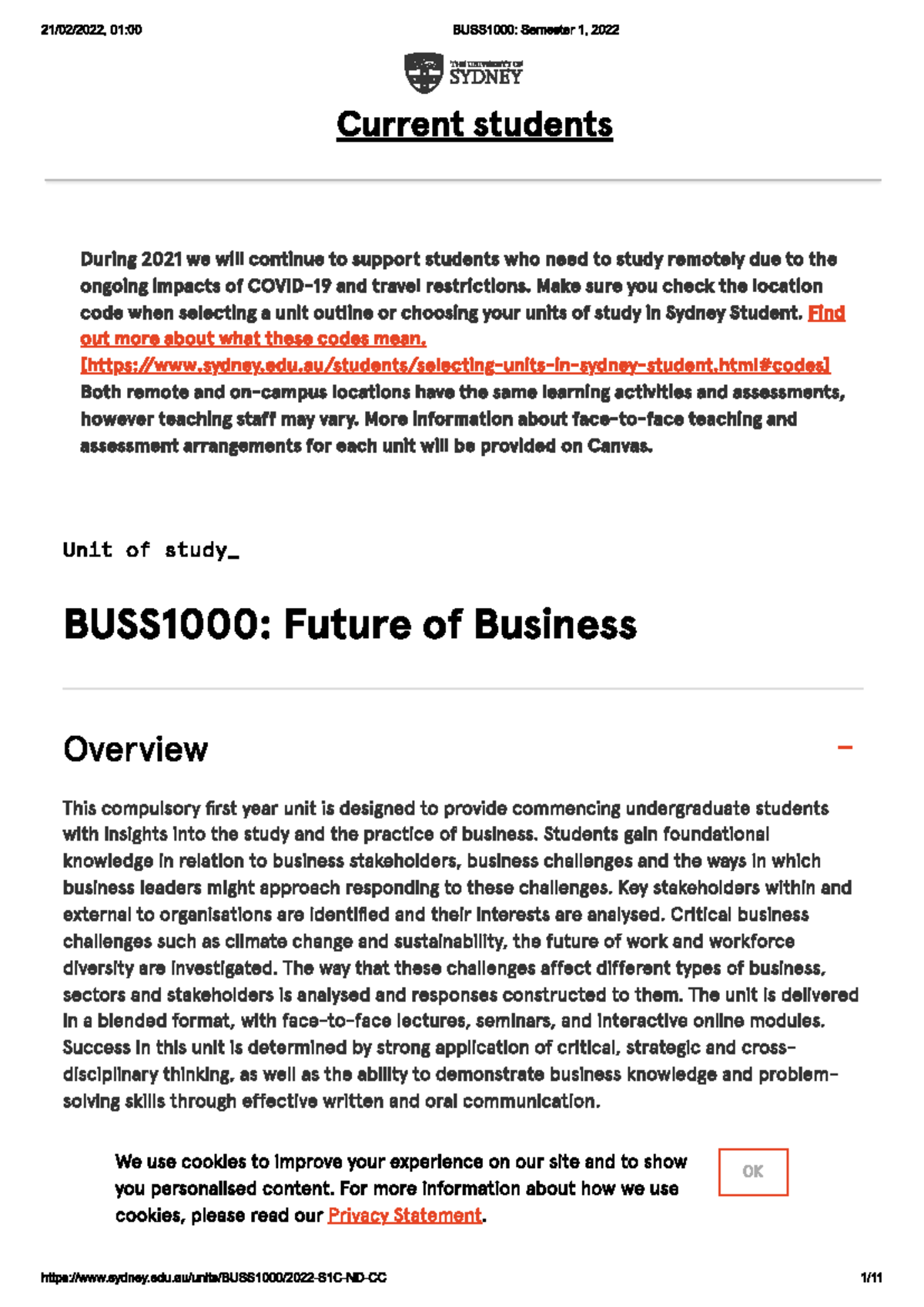 Outline BUSS1000 Future of Business - BUSS1000 - Studocu