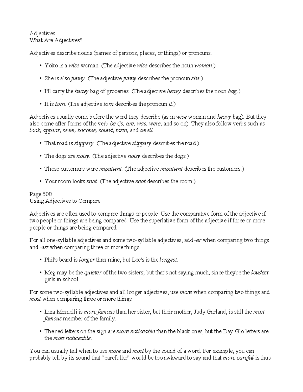 Adjectives - pdf - Adjectives What Are Adjectives? Adjectives describe ...