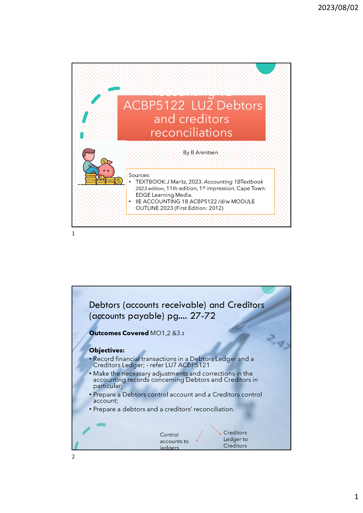 Lu2 Notes 2023 - Accounting 1B ACBP5122 LU2 Debtors And Creditors ...