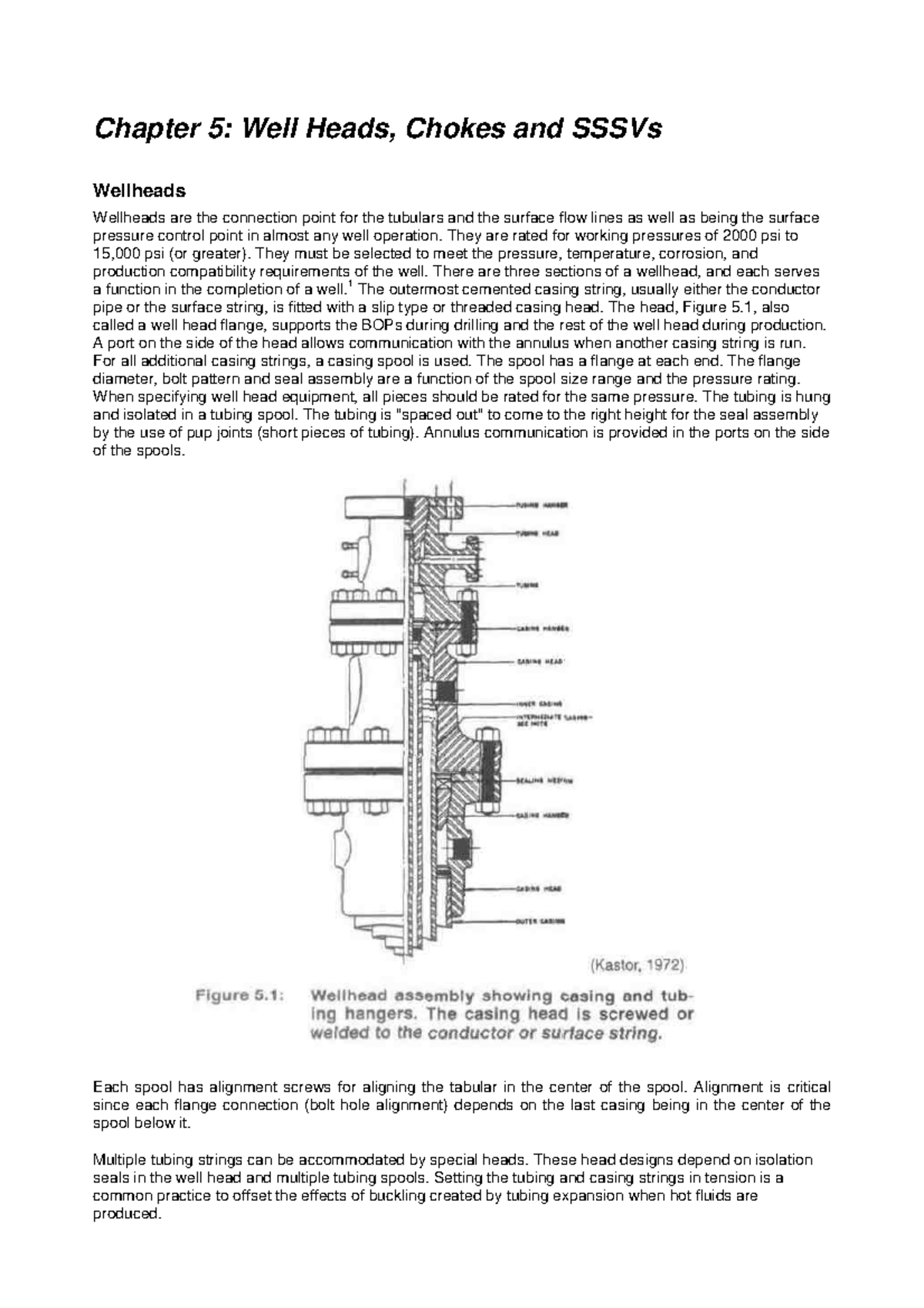 Well Heads Chokes SSSV Chapter 5 Chapter 5 Well Heads, Chokes and