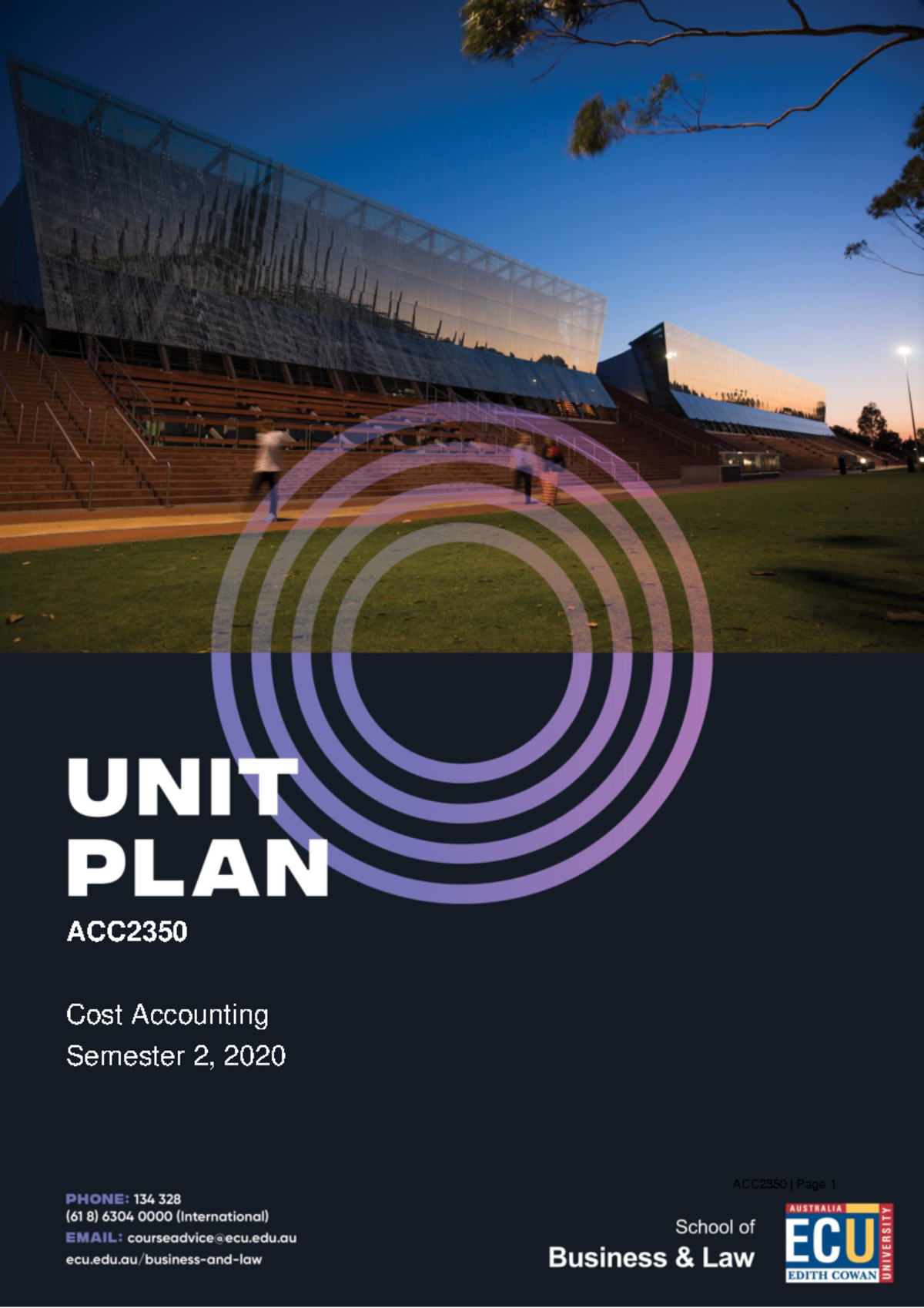 ACC2350 Sem 2 2020 Unit Plan heeeey little - ACC Cost Accounting ...