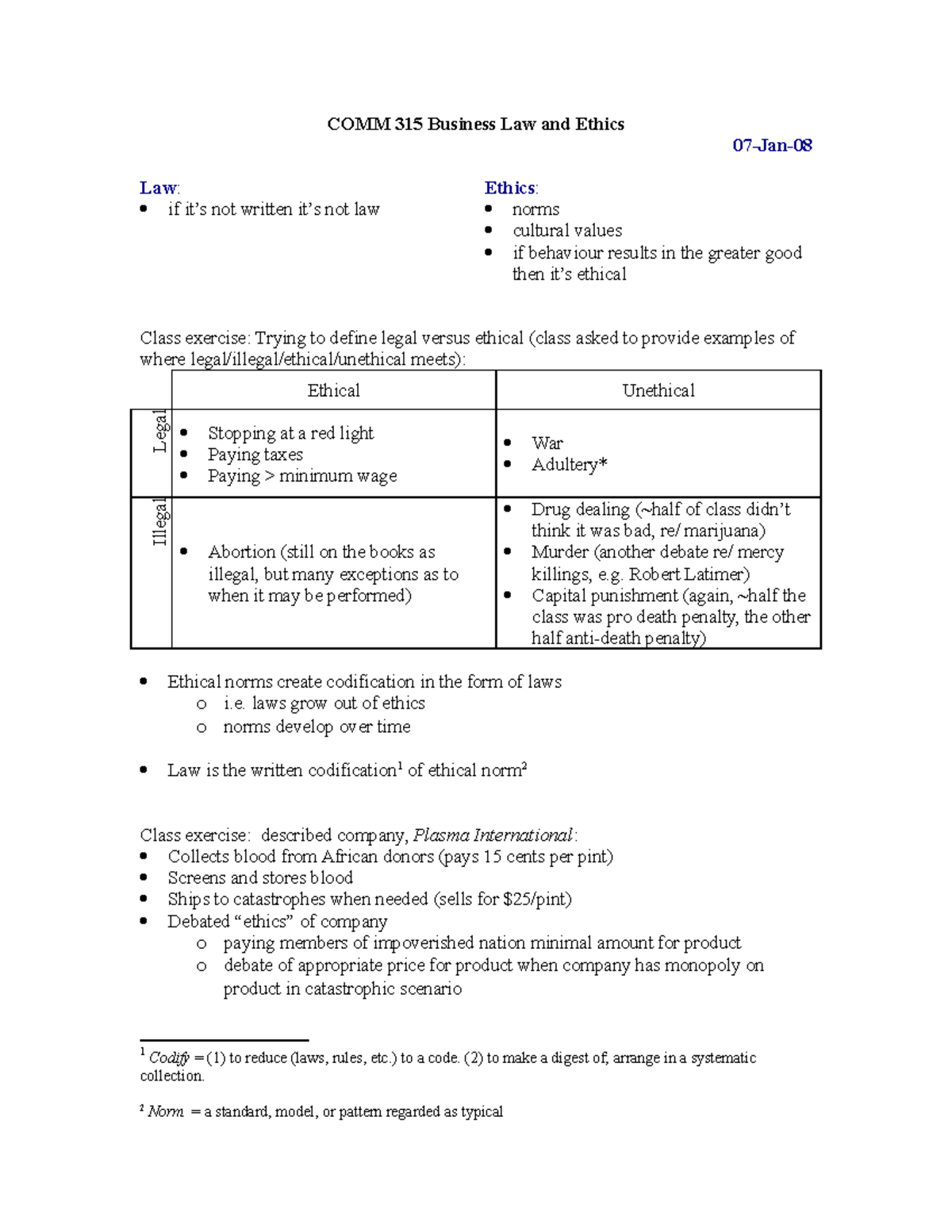 Midterm 1 - Comm 315 - COMM 315 Business Law and Ethics 07-Jan- Law ...