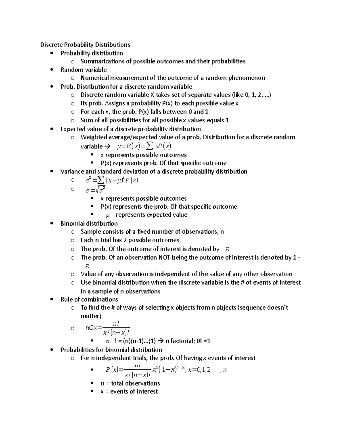 STAT 206 discrete probability distributions - Discrete Probability ...