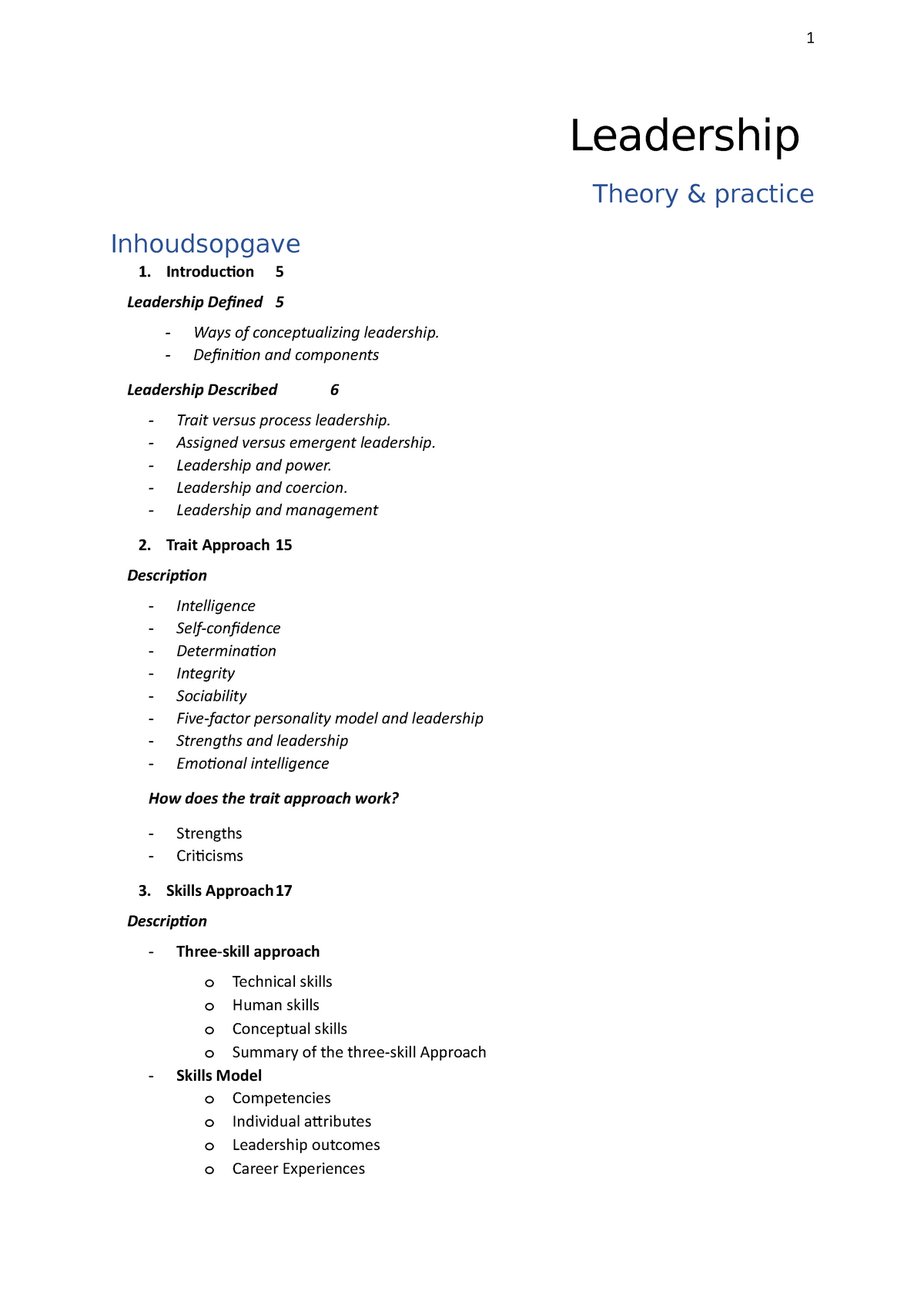 leadership theory and practice case study answers