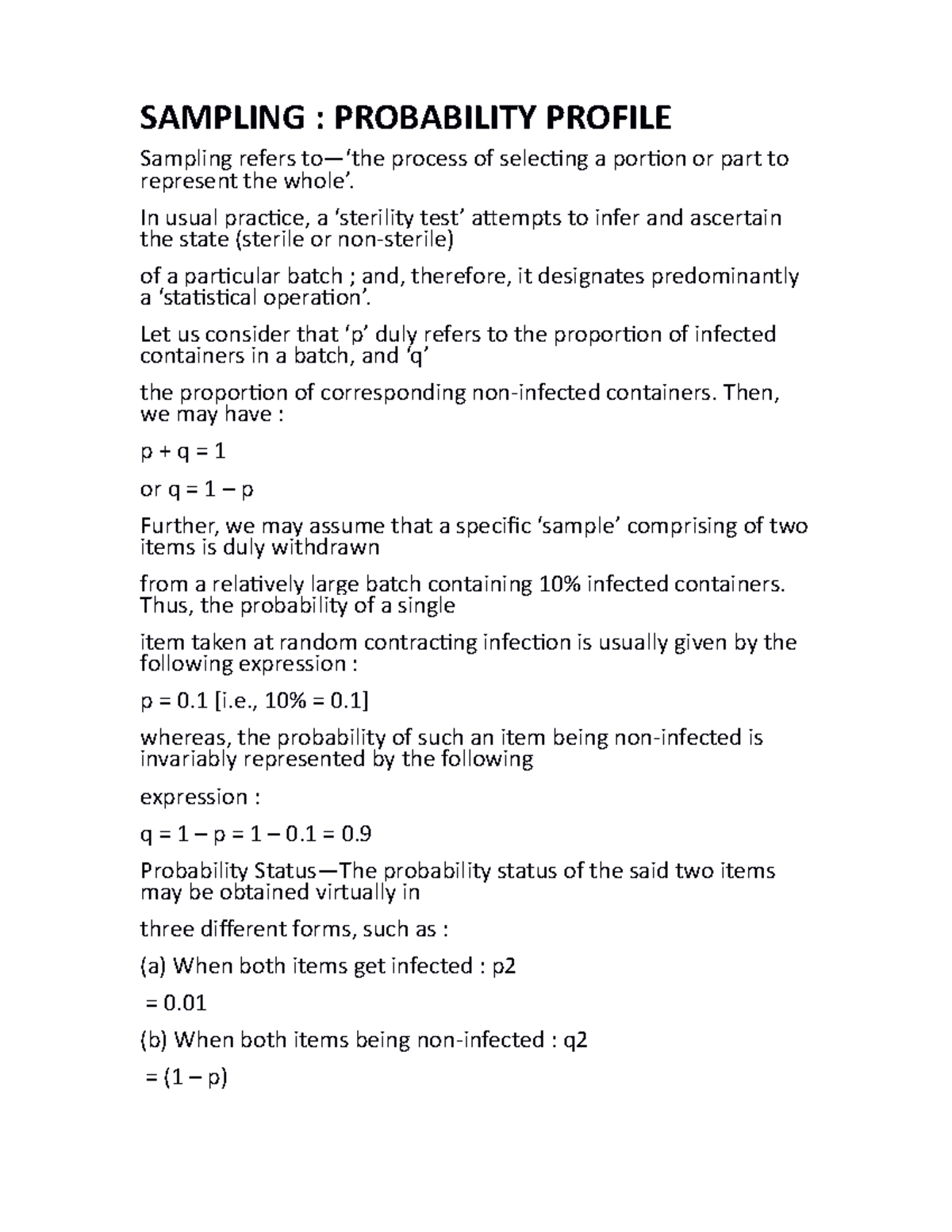 Sampling Probability Profile - SAMPLING : PROBABILITY PROFILE Sampling ...