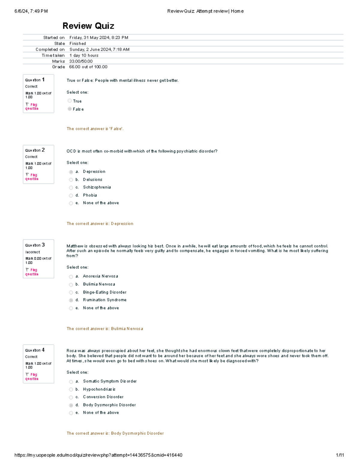 HS 4241 Review Quiz Attempt 1 - Question 1 Correct Mark 1 Out Of 1 ...