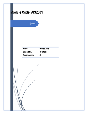 AIS2601 Exam OCT2021 - CLASSIFICATION - UNIVERSITY EXAMINATIONS ...