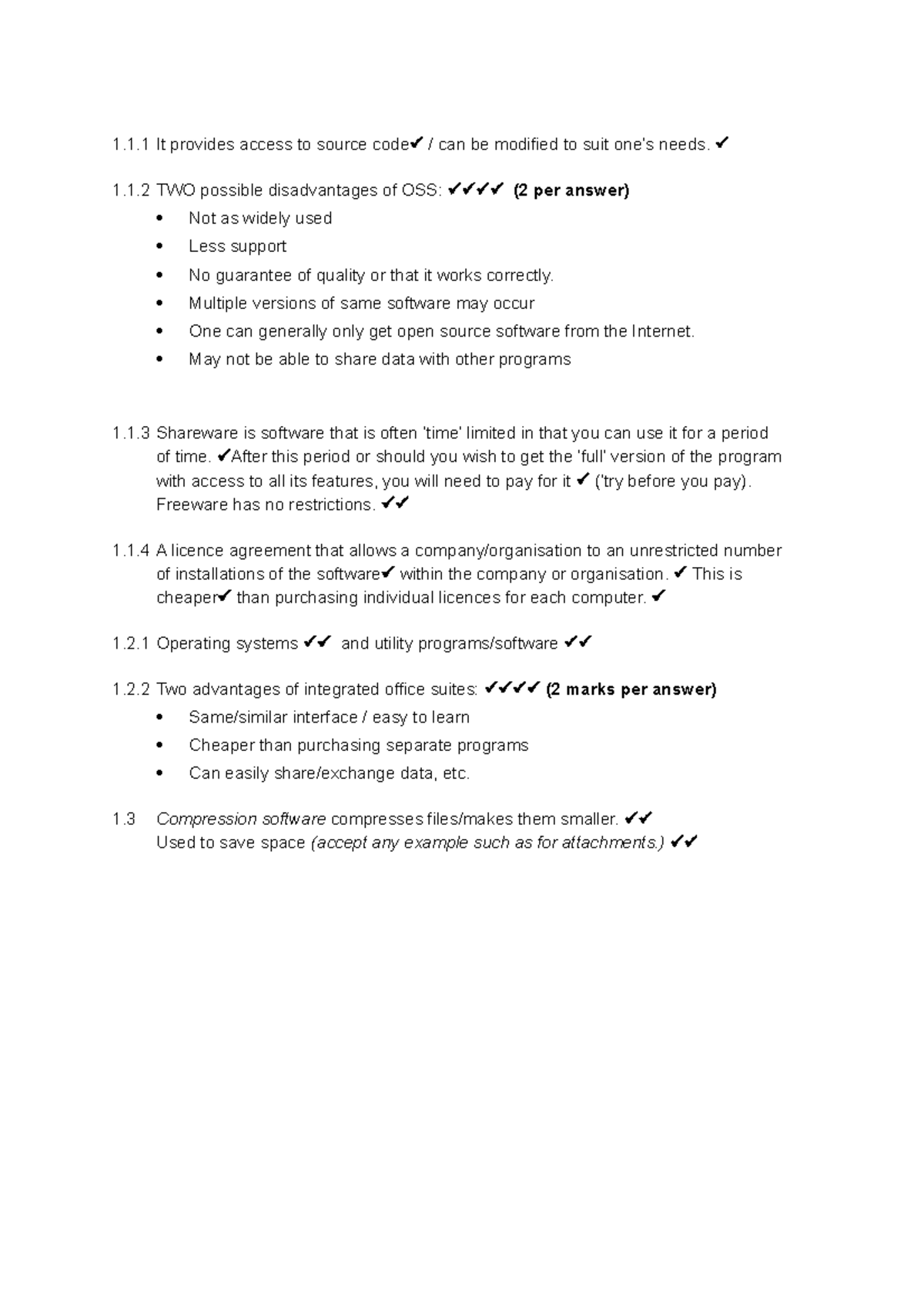 Answers grade 1Activity 3 - 1.1 It provides access to source code / can ...