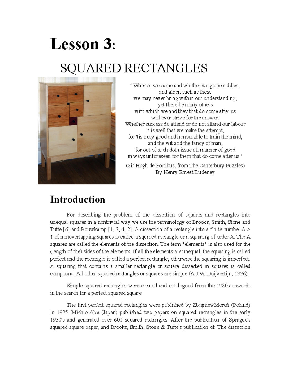 Squared rectangle - Lesson 3: SQUARED RECTANGLES “Whence we came and ...