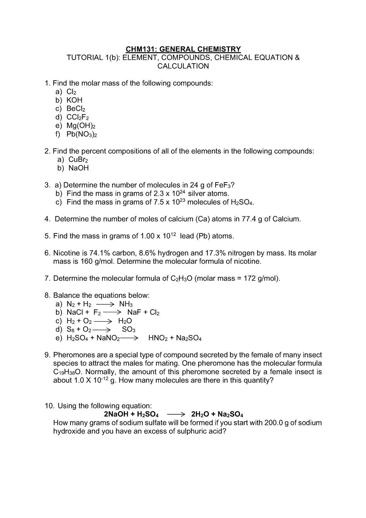 CHM131 Chapter 1 Tutorial 1b - CHM131: GENERAL CHEMISTRY TUTORIAL 1(b ...