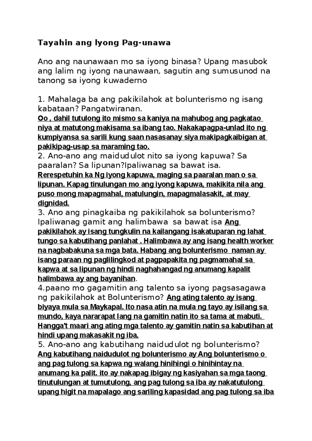 Tayahin ang lyong Pag - Notes for filipino - Tayahin ang lyong Pag ...