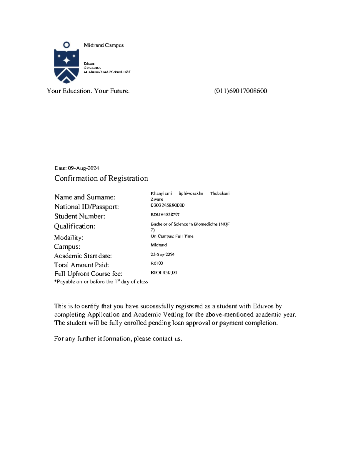 COR - K - Helps study - Midrand Campus Eduvos Glen Austin 44 Alsatian ...