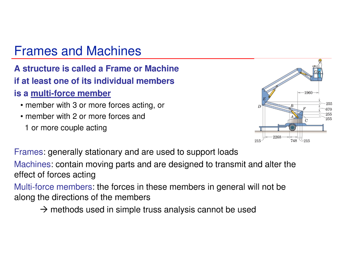 Frames And Machines - 1 - Prof. Nestor - A Structure Is Called A Frame ...