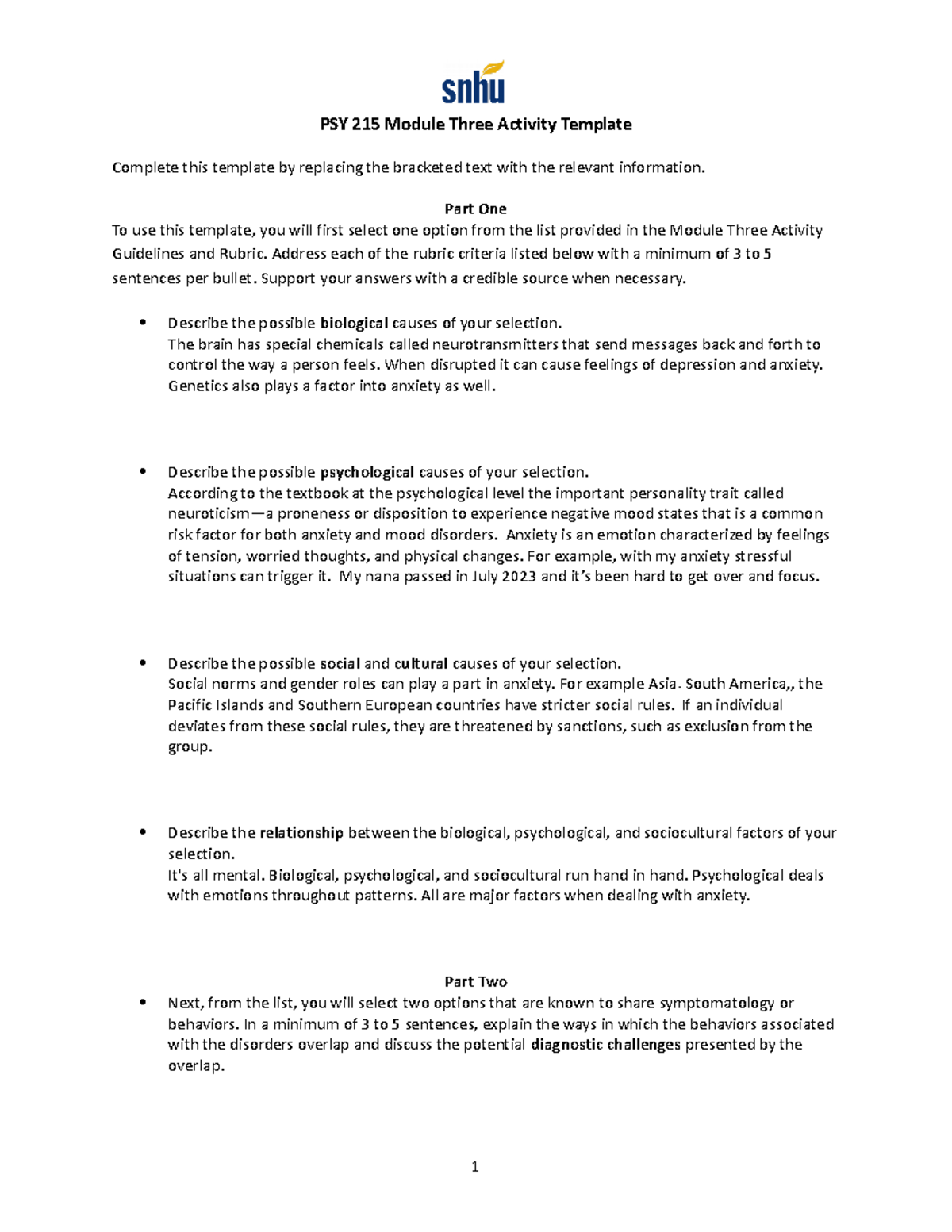 PSY 215 Module Three Activity Edwards - PSY 215 Module Three Activity ...