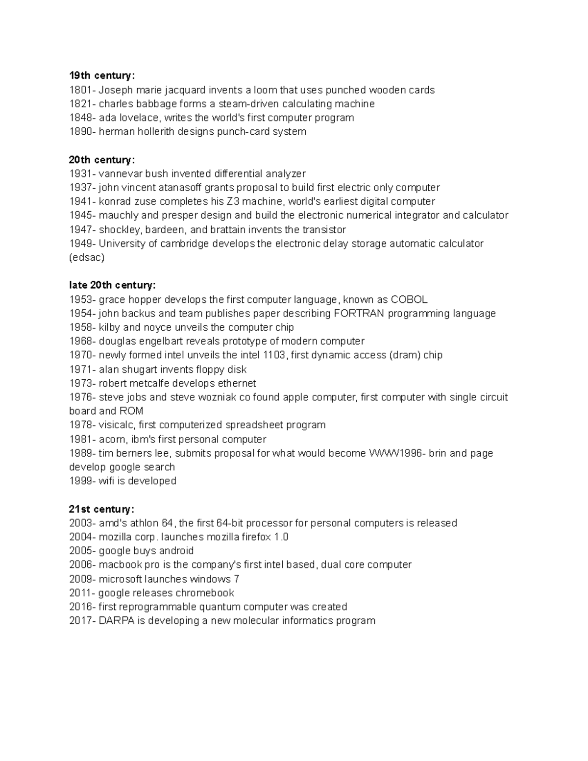 History of Computer Timeline - 19th century: 1801- Joseph marie ...