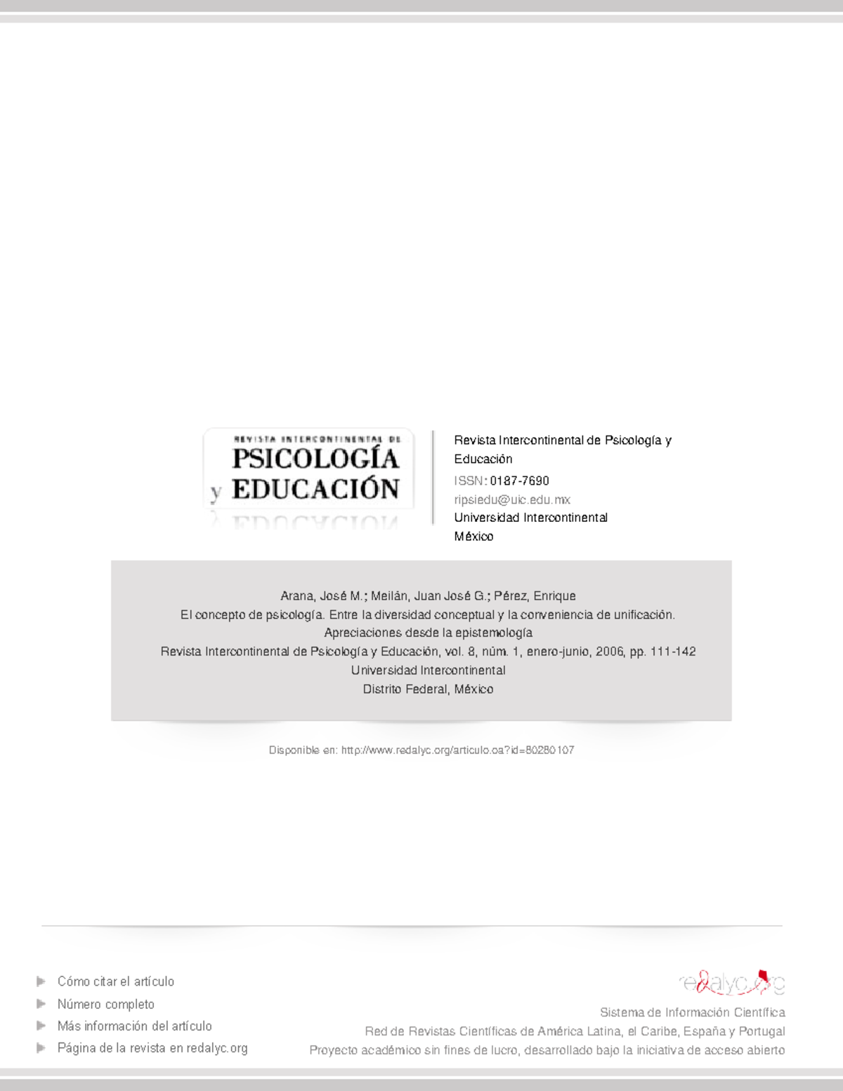 Redalyc.El Concepto De Psicología. Entre La Diversidad Conceptual Y La ...