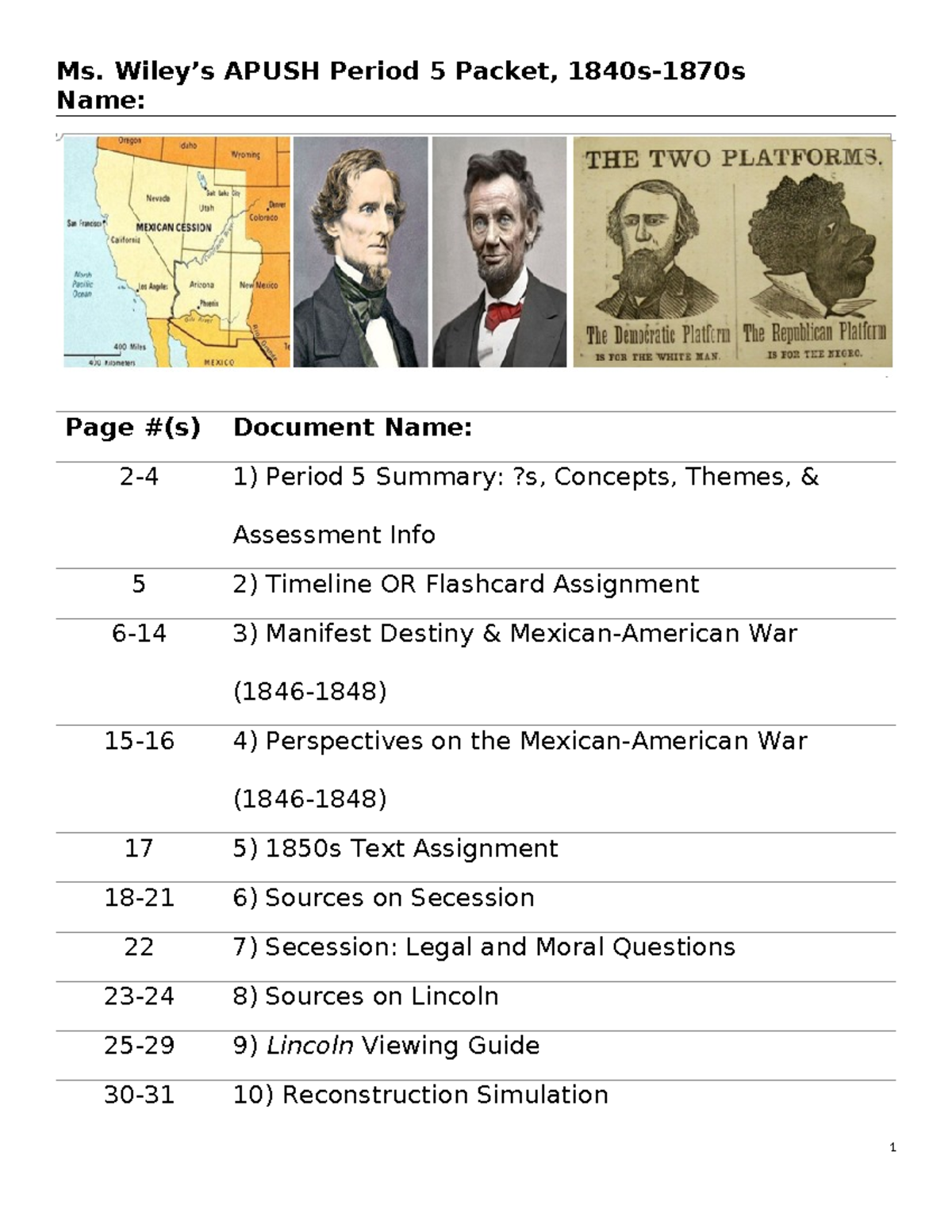 Apush Ultimate Review Packet - thxb816