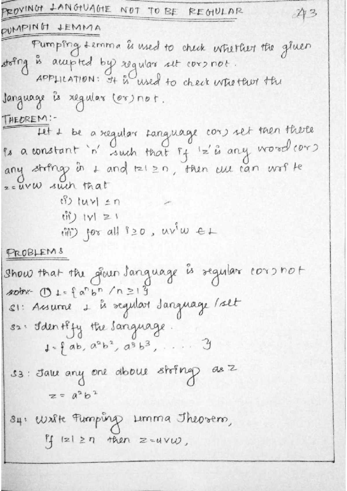 Proofs of Pumpping Lemma and Closure properties - PROVING LANGUAGE NOT ...