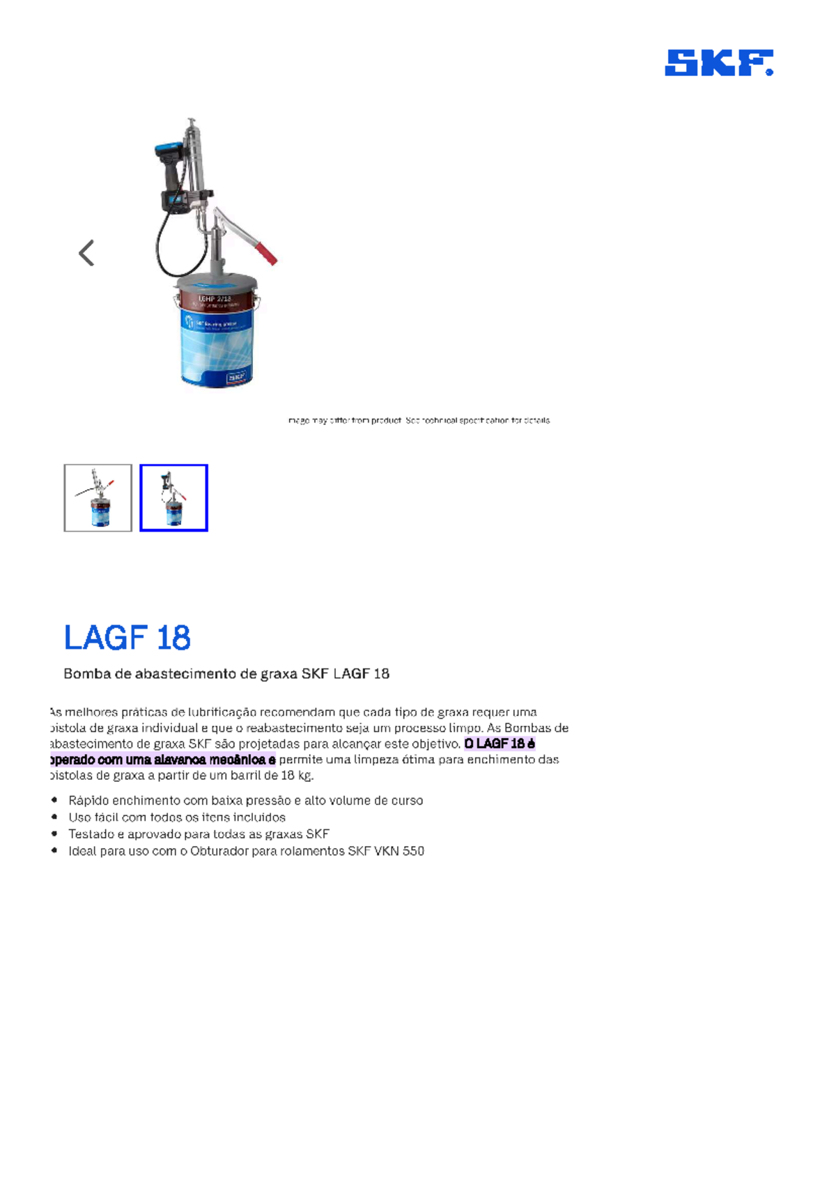 LAGF 18 - ..... - SKF R LGHP erformance polyuraa Bearing grease SKF ...