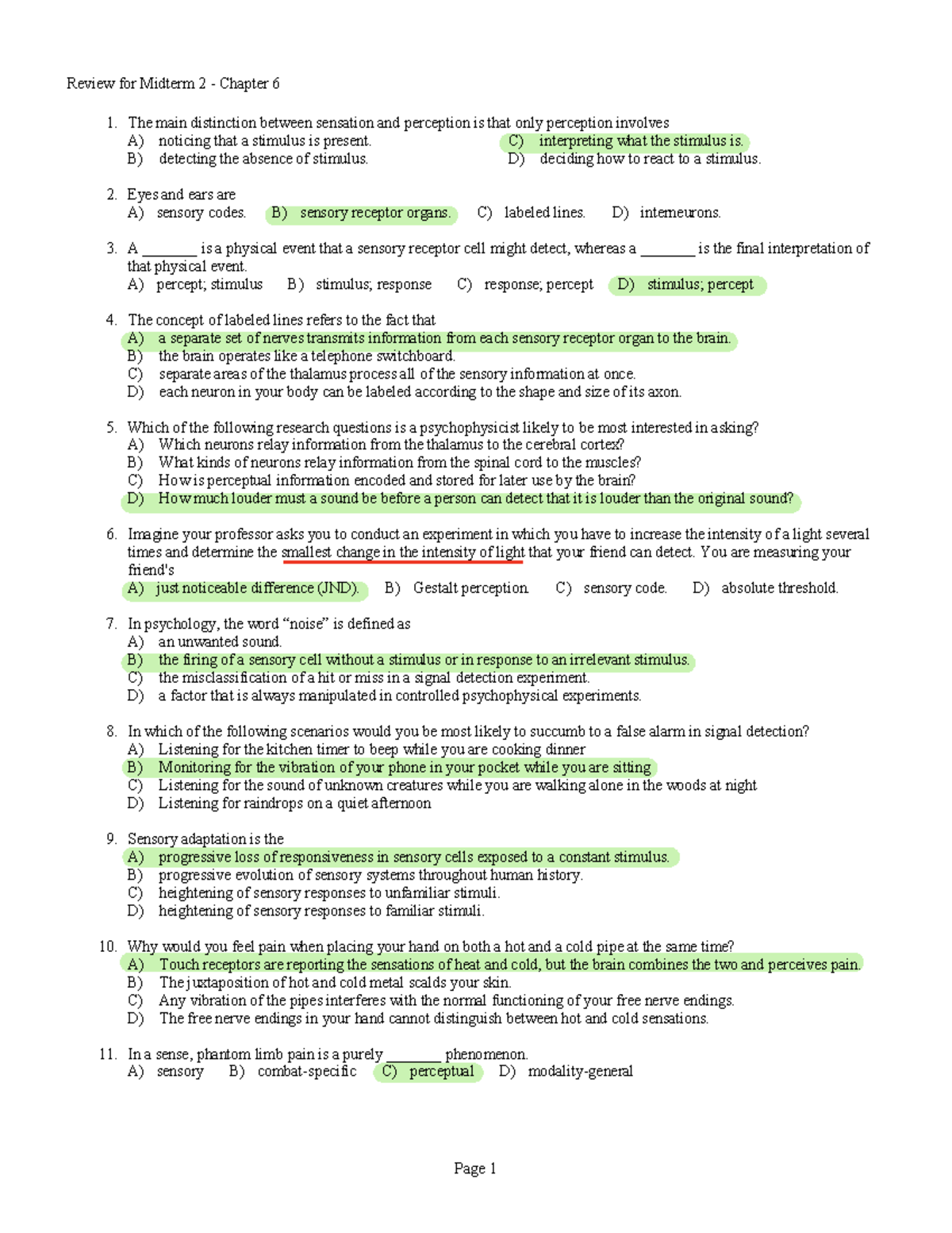 Midterm 2 Review Psych 7A - Review For Midterm 2 - Chapter 6 1. The ...