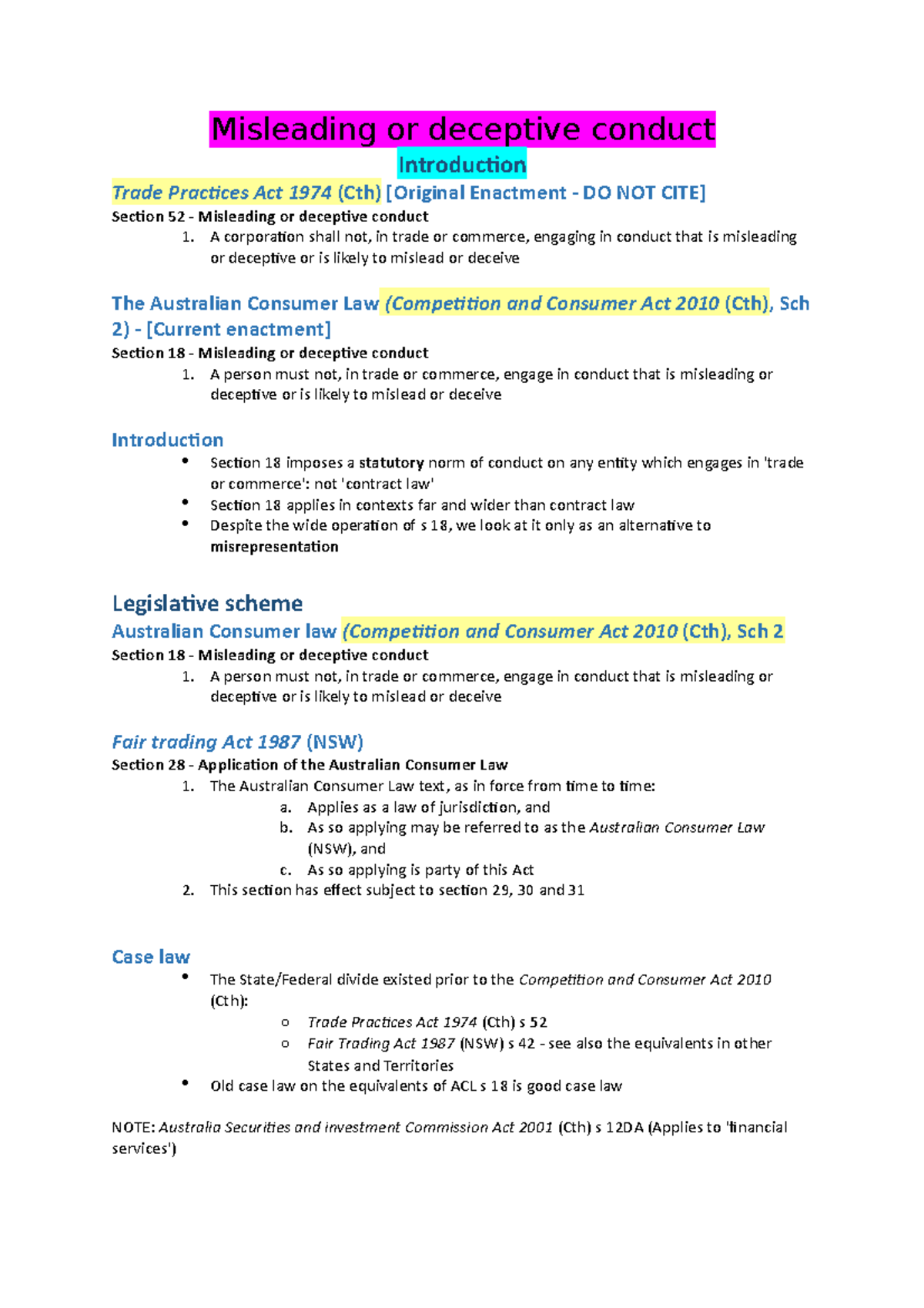 2.1.2 Misleading or deceptive conduct - Misleading or deceptive conduct ...