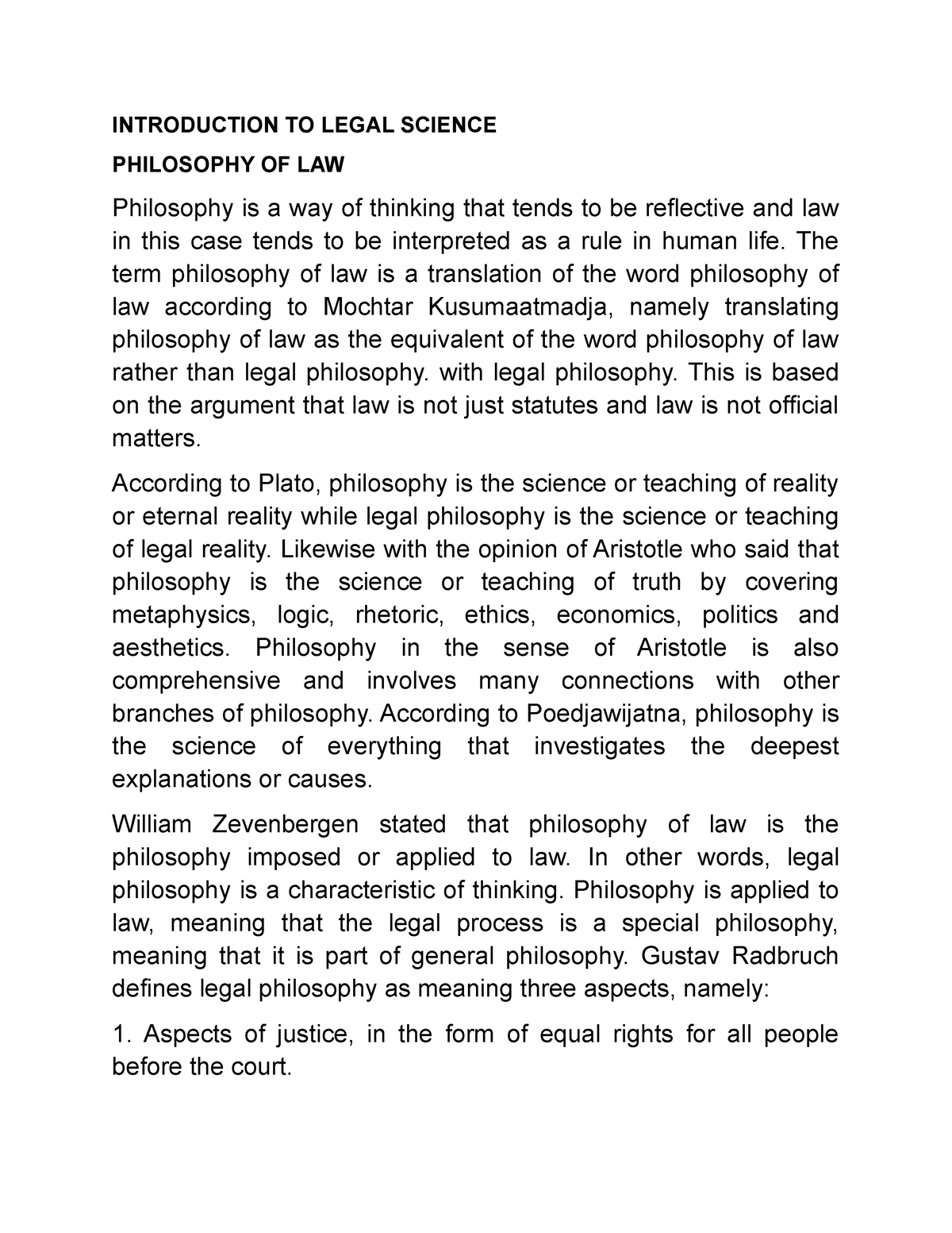philosophy of law essay