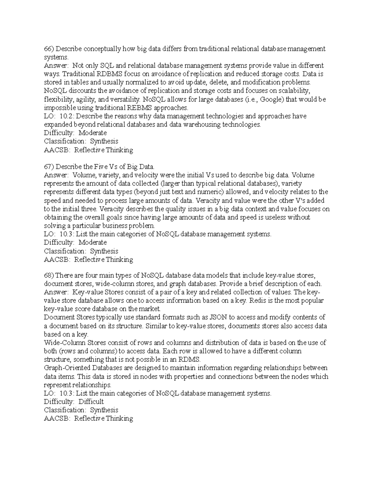 Chapter 10 Essay - Describe conceptually how big data differs from ...
