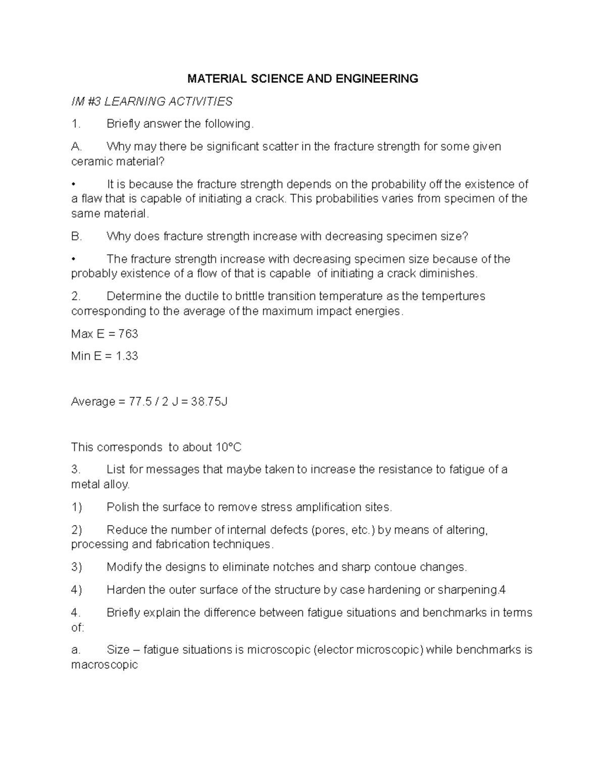 IM39 L.A Material Science AND Engineering 083832 MATERIAL SCIENCE