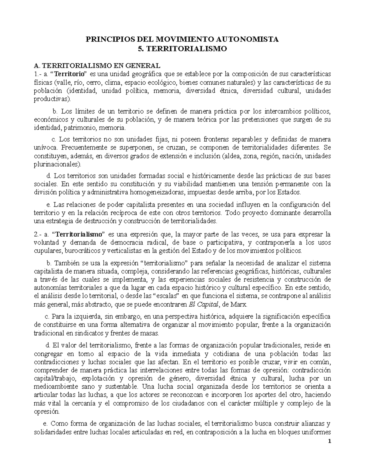 Principios MA - N°5 Territorialismo - PRINCIPIOS DEL MOVIMIENTO ...