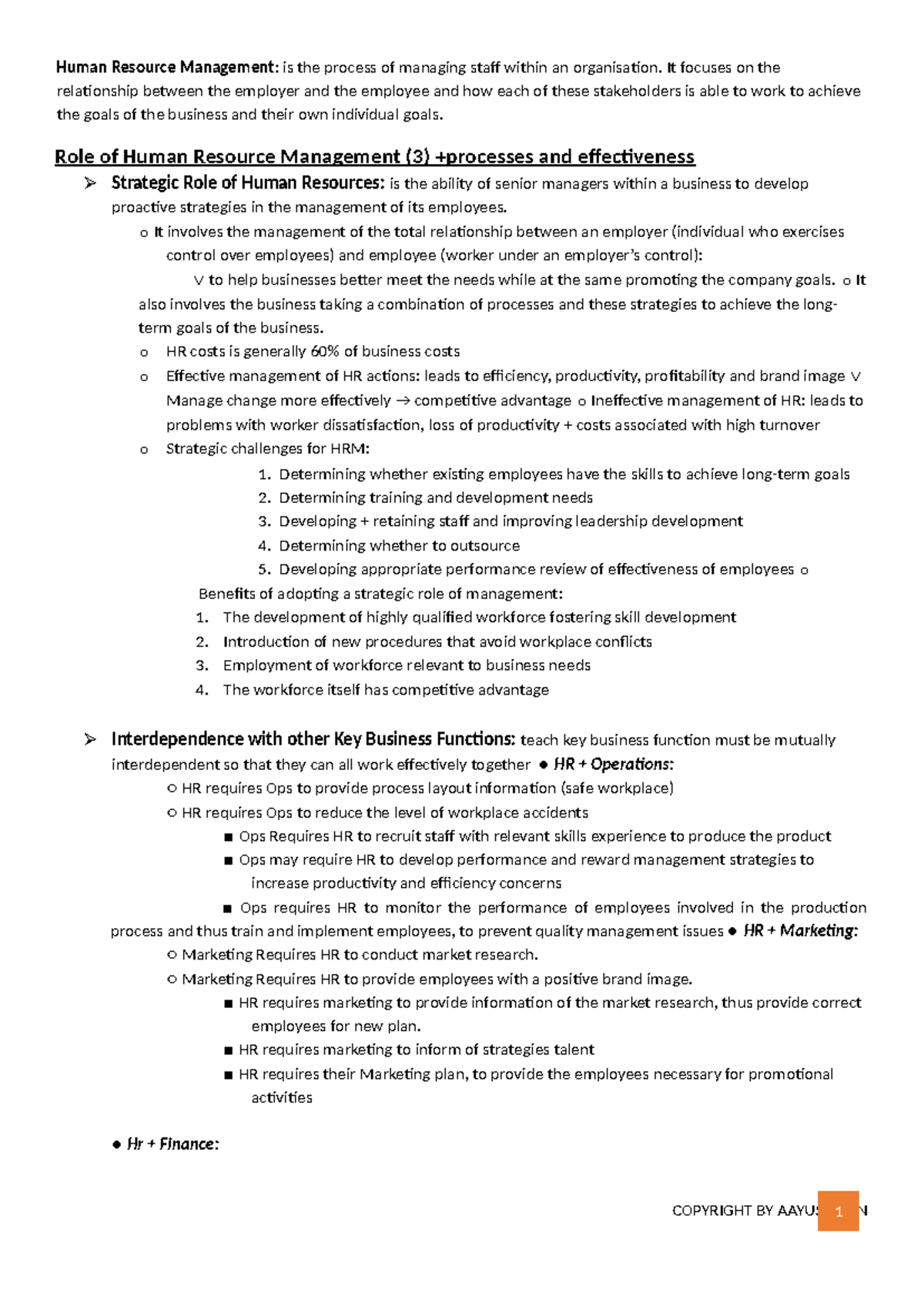 Human Resource Management - It focuses on the relationship between the ...
