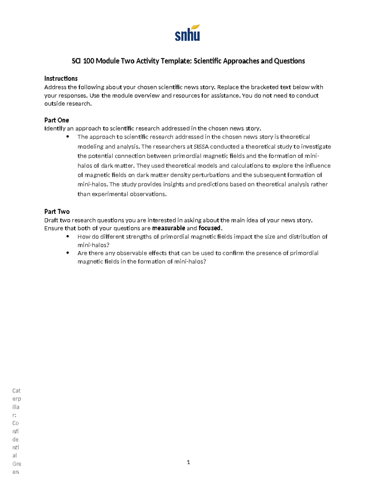 2-2 Activity Scientific Approach - Cat erp illa r: Co nfi de nti al Gre ...