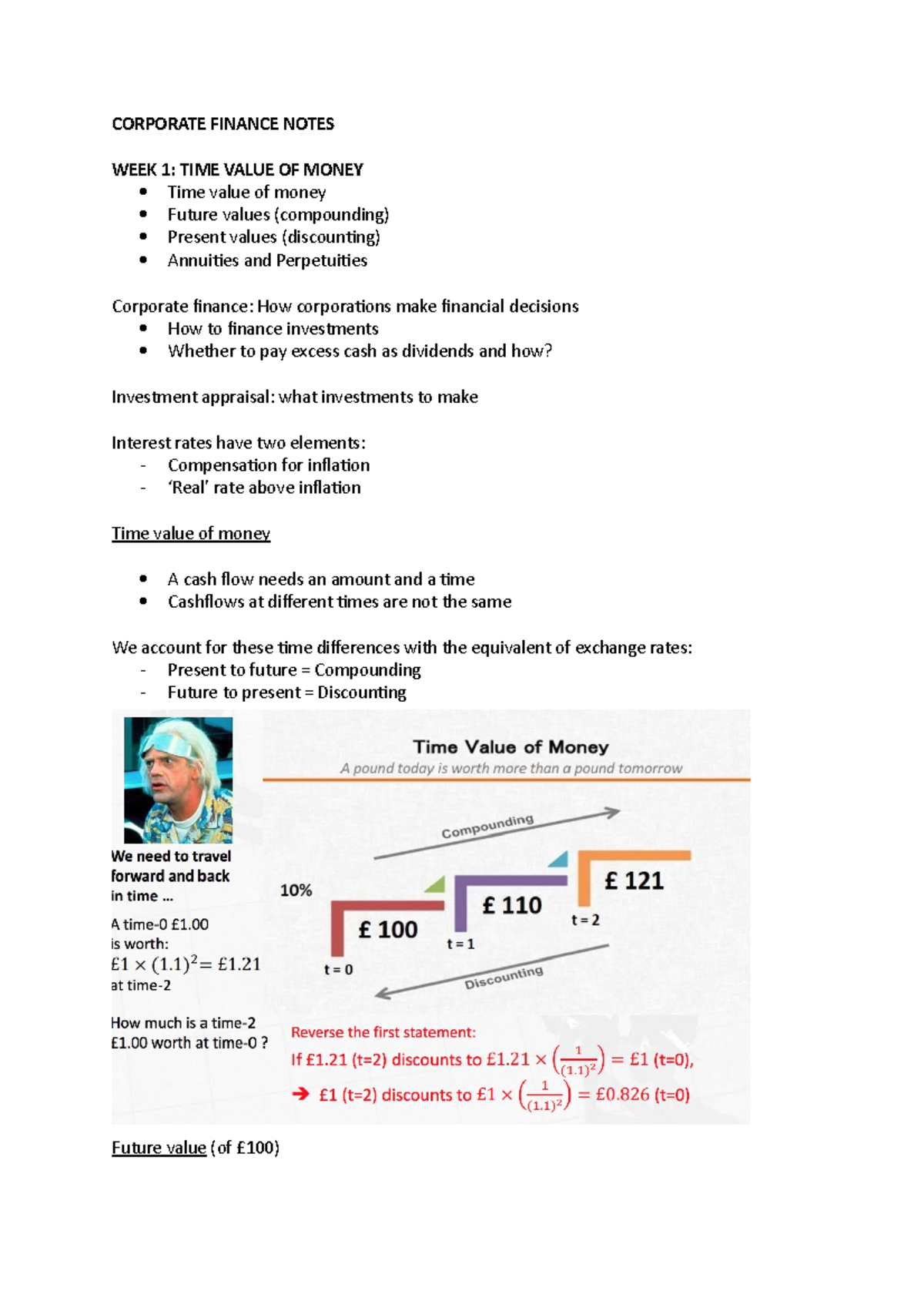 Corporate Finance - CORPORATE FINANCE NOTES WEEK 1: TIME VALUE OF MONEY ...