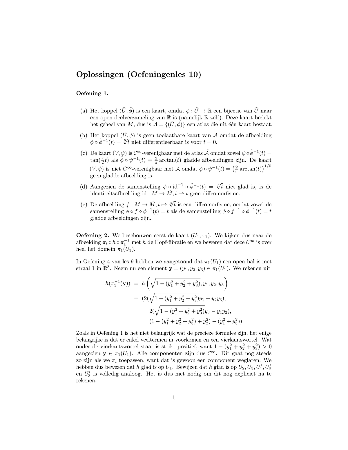 Opl 10 Oplossing Differentiaalmeetkunde Oefeningen Oplossingen