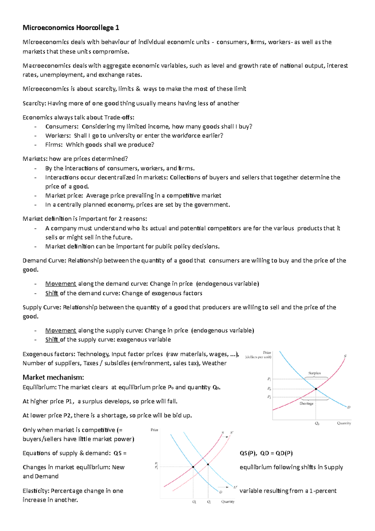 Microeconomics Hoorcolleges - Macroeconomics deals with aggregate ...