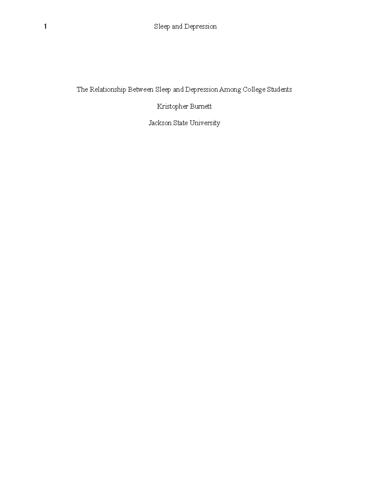 Sleep And Depression - Grade: A - The Relationship Between Sleep And ...