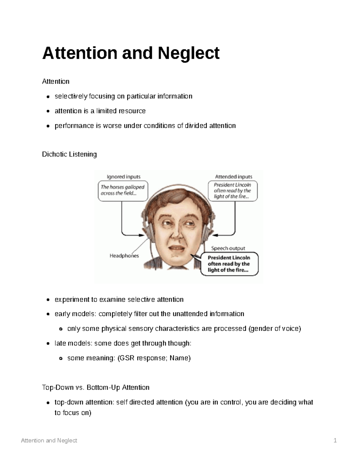 Attention and Neglect - Dr. Sara Festini - Attention and Neglect ...